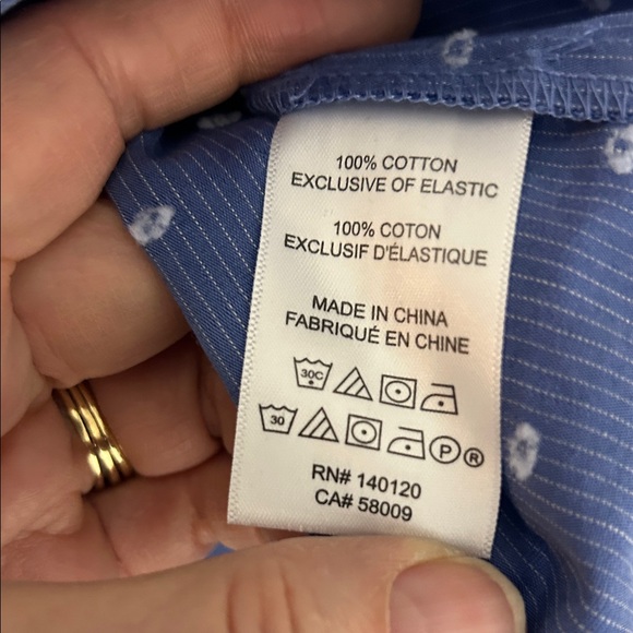 Maette Blue with white dots Smocked woven Off-Shoulder cotton Blouse, Medium - Picture 8 of 8